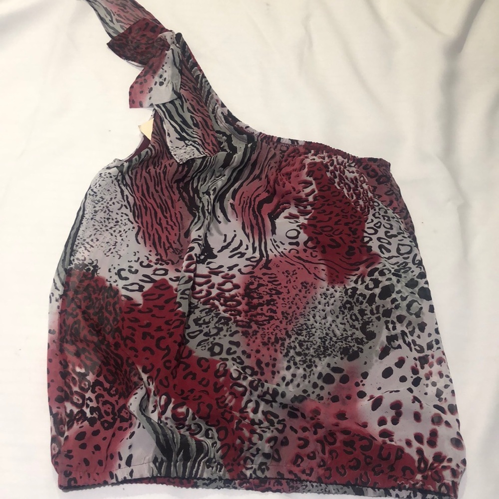 New guess one shoulder chiffon top blouse XS M